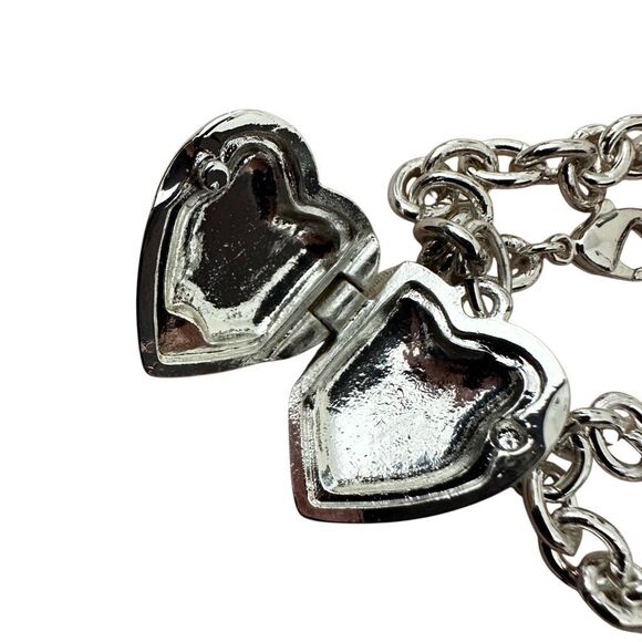 Silver-Tone Swirl Heart Locket Charm Bracelet - Picture 3 of 11